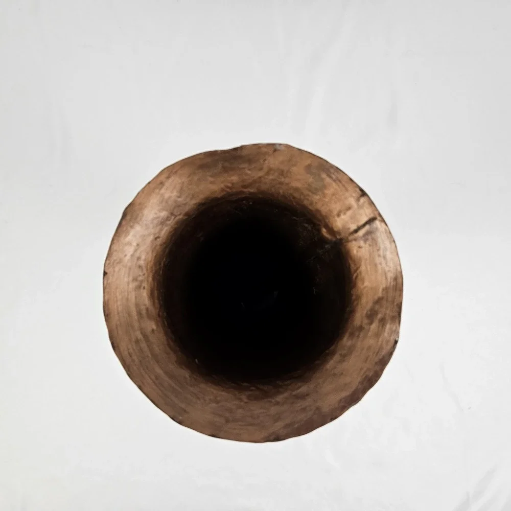Embossed Copper Trumpet Pedestal Vase Arts & Crafts Boho Whimsical
